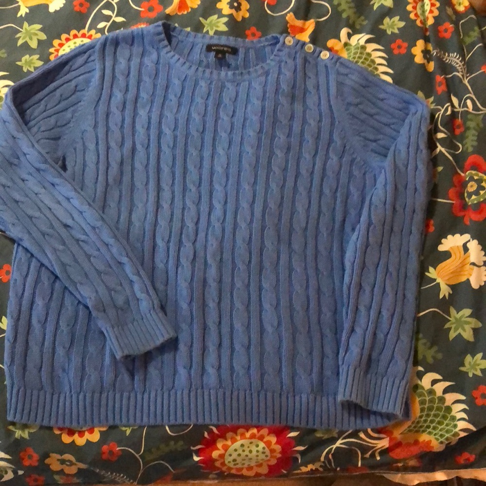Blue cable knit sweater